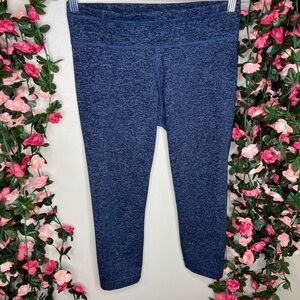 Under Armour Blue Heathered Capri Leggings Womens Workout Fitness Gym Running S